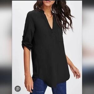 Entro Black V-Neck Blouse